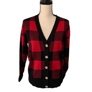 Tommy Bahama plaid cardigan with rhinestone buttons size XS